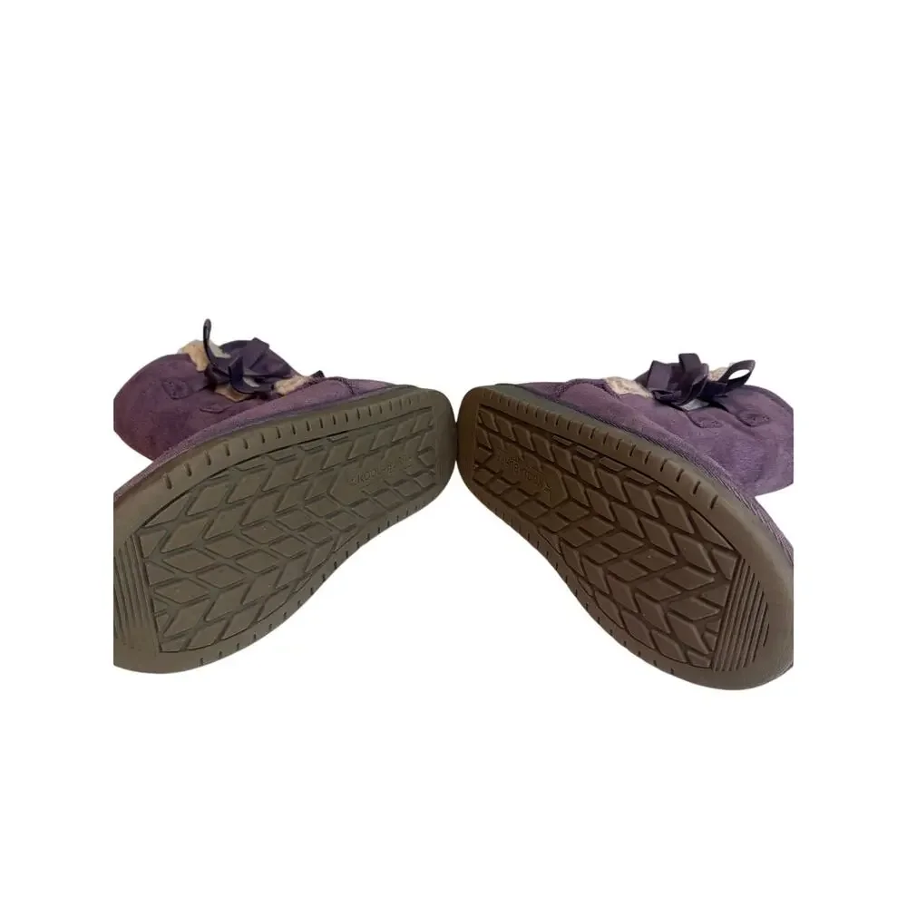 Koolaburra by UGG Victoria Short Boots Purple Suede Bow Shearling US 3 Coquette